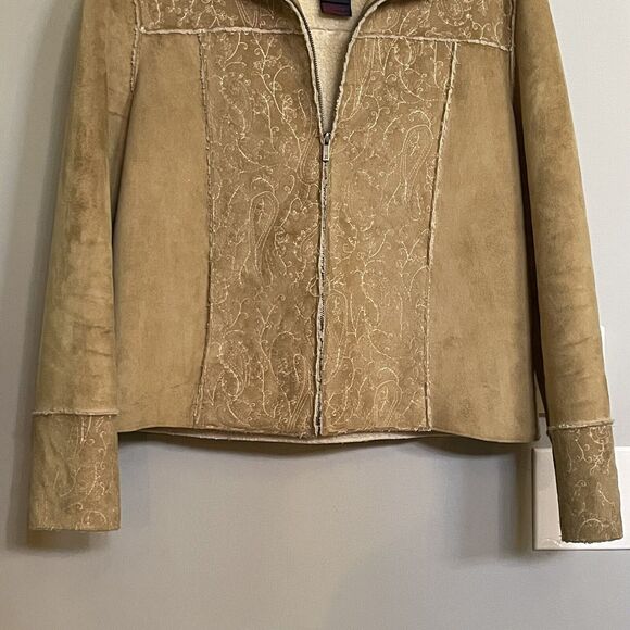 Ralph Lauren Jacket Brown Floral Embroidered Polyester Women Large EUC - Picture 3 of 13